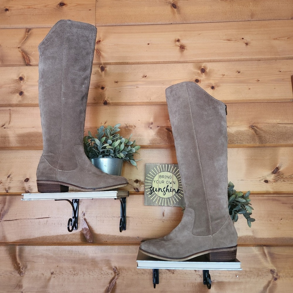 STEVEN Steve Madden Emmery Western Heel Boot Brown Suede Leather Zip Back Sz 8 M